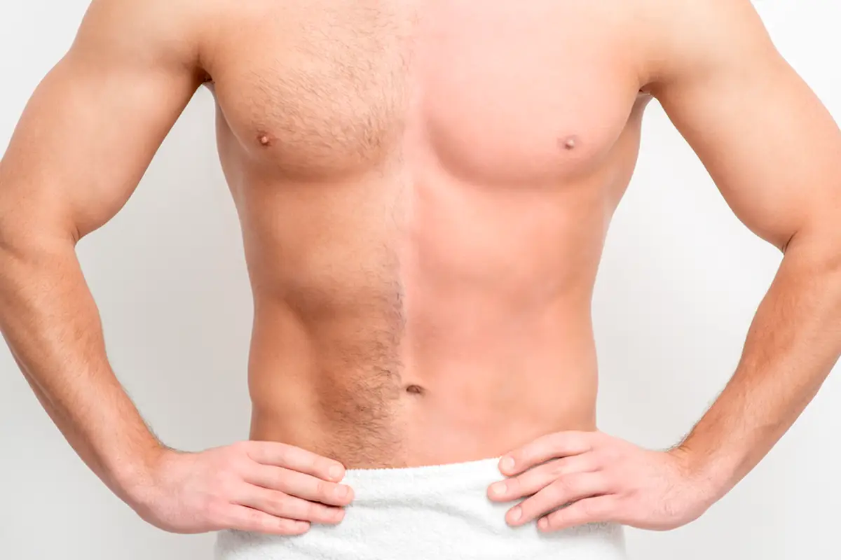 This waxing service removes hair from the chest and pectoral muscles.